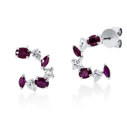 Ohrstecker Weißgold 18kt 0,50 Diamantschmuck Farbstein 1,17 ct - 2Q294