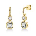 Ohrschmuck Zarge Gelbgold 18kt 0,09 Diamantschmuck Farbstein 3,9 ct - 2U694