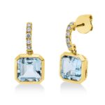 Ohrschmuck Zarge Gelbgold 18kt 0,20 Diamantschmuck Farbstein 6,3 ct - 2U707