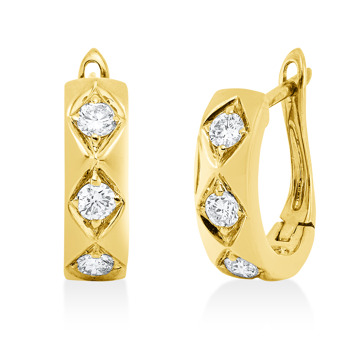 2V321G Creolen Gelbgold 18kt 0,29 Diamantschmuck mit 6 Diamanten - 2V321 – Bild 1