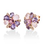 Ohrstecker Rosegold 18kt 0,11 Diamantschmuck Farbstein 8,6 ct - 2V441