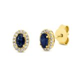 Ohrstecker 4er-Krappe Gelbgold 18kt 0,13 Diamantschmuck Farbstein 0,64 ct - 2V710