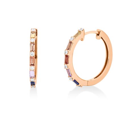 Creolen Rosegold 18kt 0,17 Diamantschmuck Farbstein 0,58 ct - 2W220