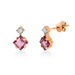 Ohrstecker Rosegold 18kt 0,20 Diamantschmuck Farbstein 1,38 ct - 2W439