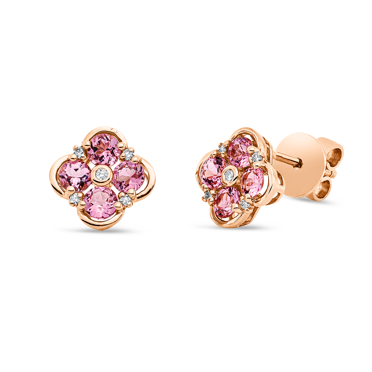 2W503R Ohrstecker Rosegold 18kt 0,07 Diamantschmuck Farbstein 1 ct - 2W503 – Bild 1