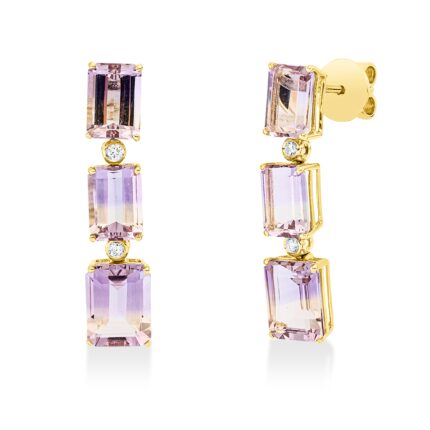 Ohrschmuck Gelbgold 18kt 0,07 Diamantschmuck Farbstein 6,5 ct - 2W510