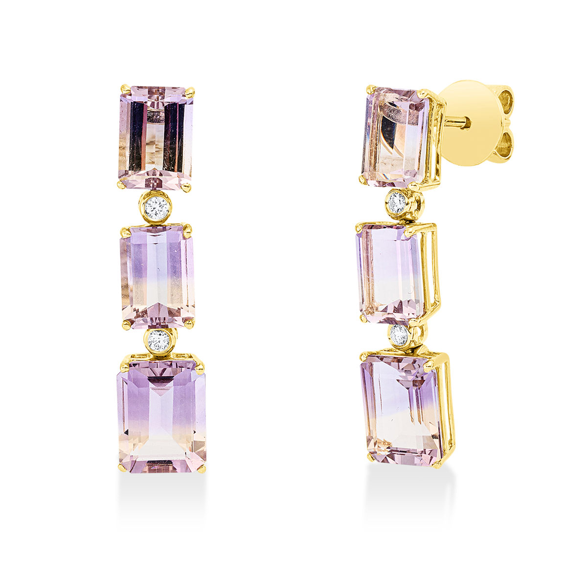 2W510G Ohrschmuck Gelbgold 18kt 0,07 Diamantschmuck Farbstein 6,5 ct - 2W510 – Bild 1