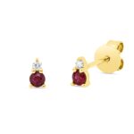 Ohrstecker Gelbgold 18kt 0,03 Diamantschmuck Farbstein 0,13 ct - 2W591