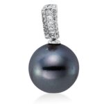 Anhänger Weißgold 18kt 0,12 Diamantschmuck mit 19 Diamanten Tahiti 10,5 mm - 3F986