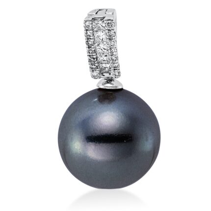 Anhänger Weißgold 18kt 0,12 Diamantschmuck mit 19 Diamanten Tahiti 10,5 mm - 3F986