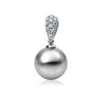 Anhänger Weißgold 18kt 0,12 Diamantschmuck mit 14 Diamanten Tahiti 10,5 mm - 3G010