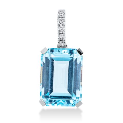 Anhänger 4er-Krappe Weißgold 18kt 0,10 Diamantschmuck Farbstein 9,3 ct - 3G333