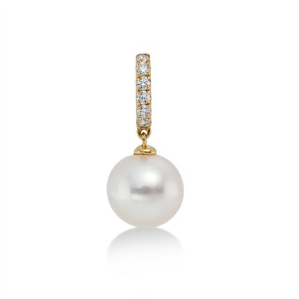 Anhänger Gelbgold 18kt 0,11 Diamantschmuck mit 6 Diamanten Süßwasserperle 9 mm - 3G579