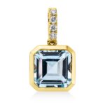 Anhänger Zarge Gelbgold 18kt 0,10 Diamantschmuck Farbstein 4,9 ct - 3H924
