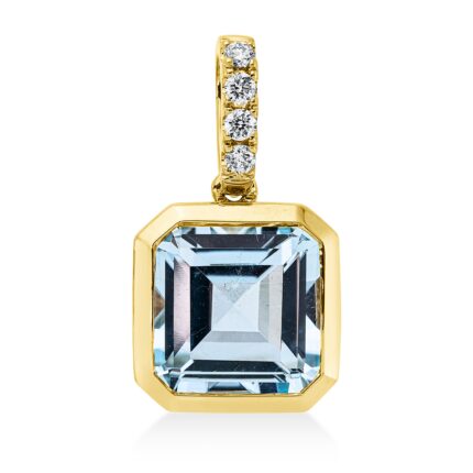 Anhänger Zarge Gelbgold 18kt 0,10 Diamantschmuck Farbstein 4,9 ct - 3H924