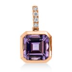 Anhänger Zarge Rosegold 18kt 0,10 Diamantschmuck Farbstein 3,4 ct - 3H925
