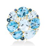 Brosche Gelbgold 18kt 0,13 Diamantschmuck Farbstein 12,78 ct - 3I102
