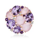 Brosche Rosegold 18kt 0,13 Diamantschmuck Farbstein 9,88 ct - 3I103