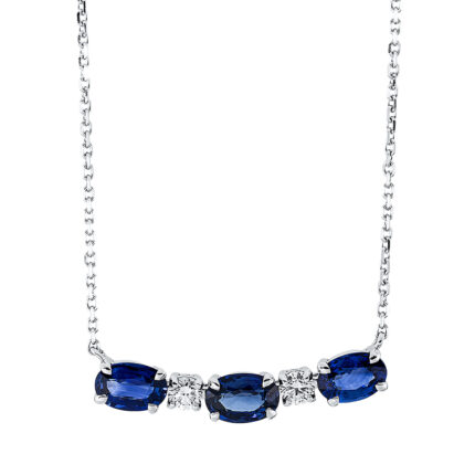 Collier Weißgold 18kt 0,18 Diamantschmuck Farbstein 1,68 ct - 4L208