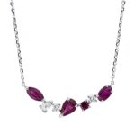 Collier Weißgold 18kt 0,19 Diamantschmuck Farbstein 1,02 ct - 4N283