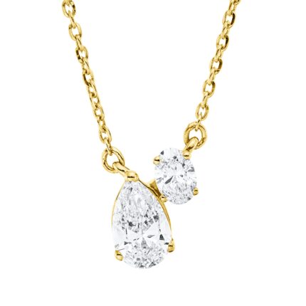 Collier Gelbgold 18kt 0,39 Diamantschmuck mit 2 Diamanten - 4O386