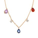 Collier Rosegold 18kt 0,23 Diamantschmuck Farbstein 1,78 ct - 4O395