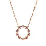 Collier Rosegold 18kt 0,02 Diamantschmuck Farbstein 0,08 ct - 4O656