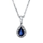 Collier Weißgold 18kt 0,12 Diamantschmuck Farbstein 0,46 ct - 4O753