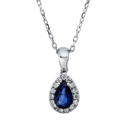 Collier Weißgold 18kt 0,12 Diamantschmuck Farbstein 0,46 ct - 4O753