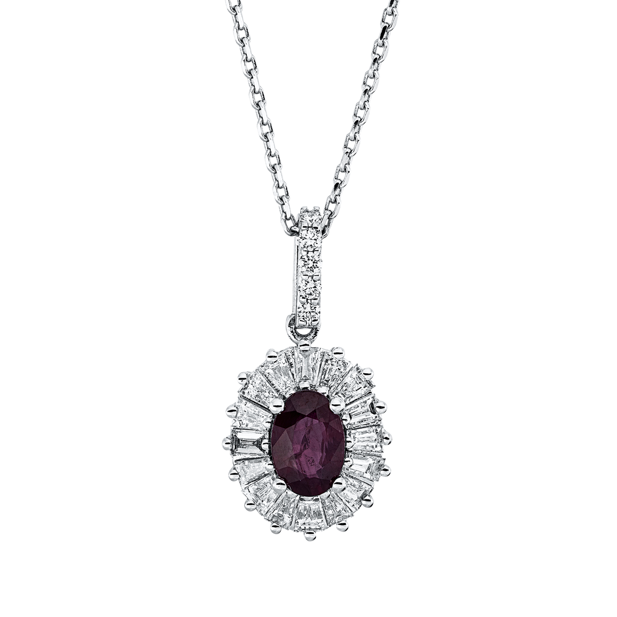 4O755W Collier Weißgold 18kt 0,50 Diamantschmuck Farbstein 0,58 ct - 4O755 – Bild 1