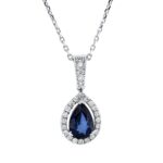 Collier Weißgold 18kt 0,15 Diamantschmuck Farbstein 0,68 ct - 4O760