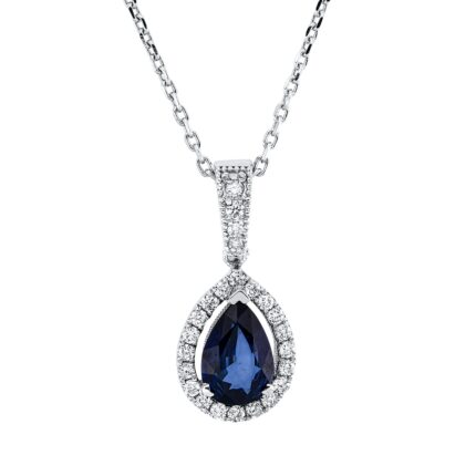 Collier Weißgold 18kt 0,15 Diamantschmuck Farbstein 0,68 ct - 4O760