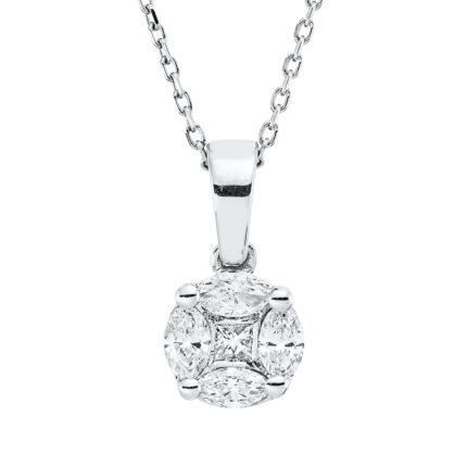 Collier Weißgold 18kt 0,31 Diamantschmuck mit 5 Diamanten - 4O825