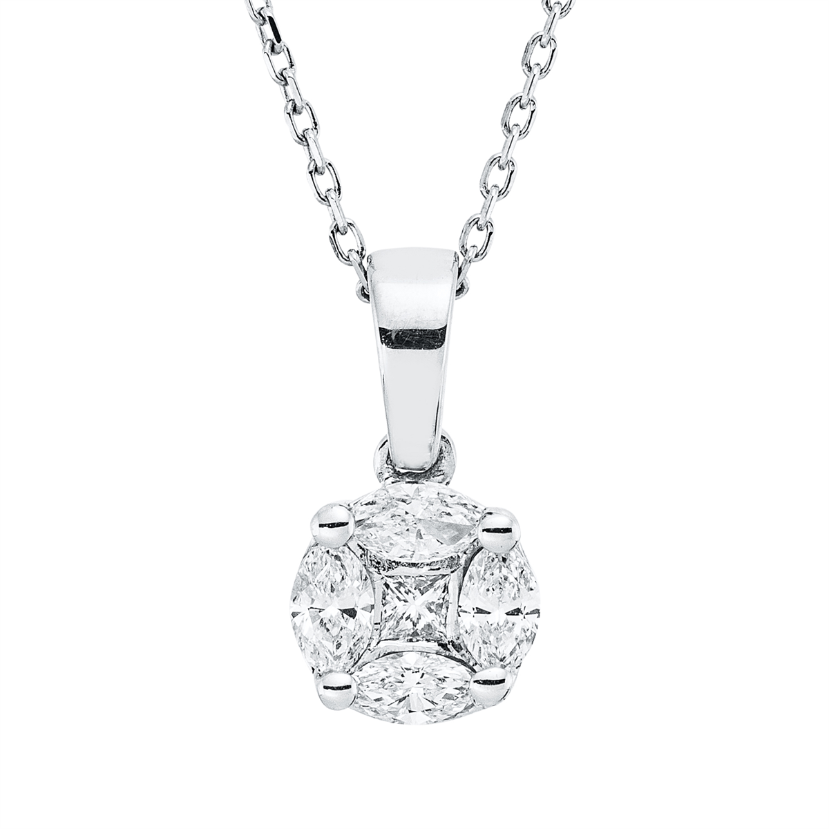 4O825W Collier Weißgold 18kt 0,31 Diamantschmuck mit 5 Diamanten - 4O825 – Bild 1