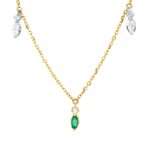 Collier Gelbgold / Weißgold 18kt 0,20 Diamantschmuck Farbstein 0,24 ct - 4P371