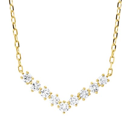 Collier Gelbgold 18kt 0,34 Diamantschmuck mit 9 Diamanten - 4P409