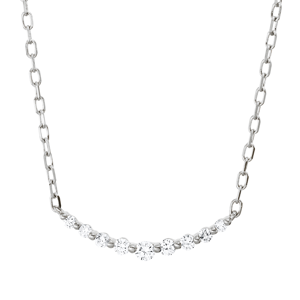 4P412W Collier Weißgold 18kt 0,16 Diamantschmuck mit 9 Diamanten - 4P412 – Bild 1