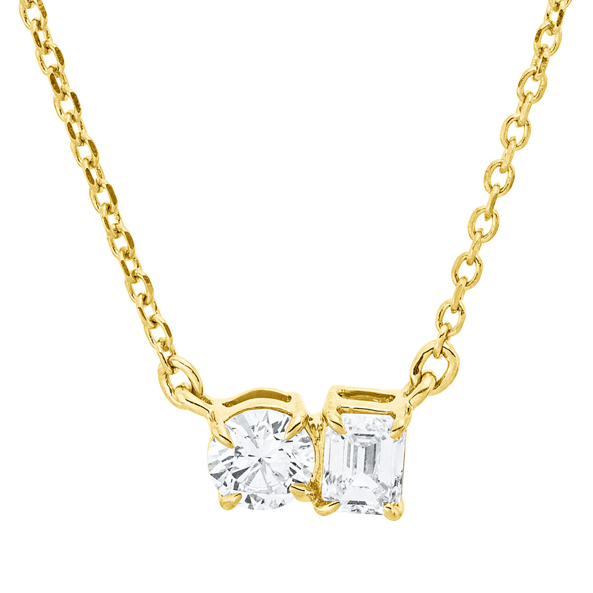 4P628G Collier Gelbgold 18kt 0,28 Diamantschmuck mit 2 Diamanten - 4P628 – Bild 1