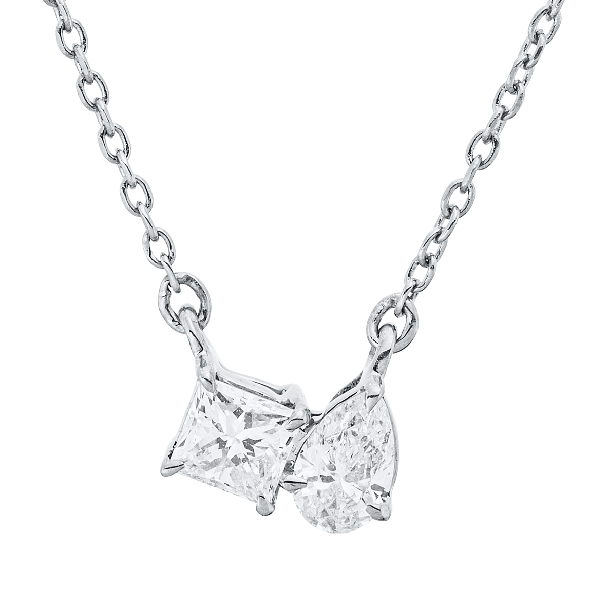 4P630W Collier Weißgold 18kt 0,34 Diamantschmuck mit 2 Diamanten - 4P630 – Bild 1