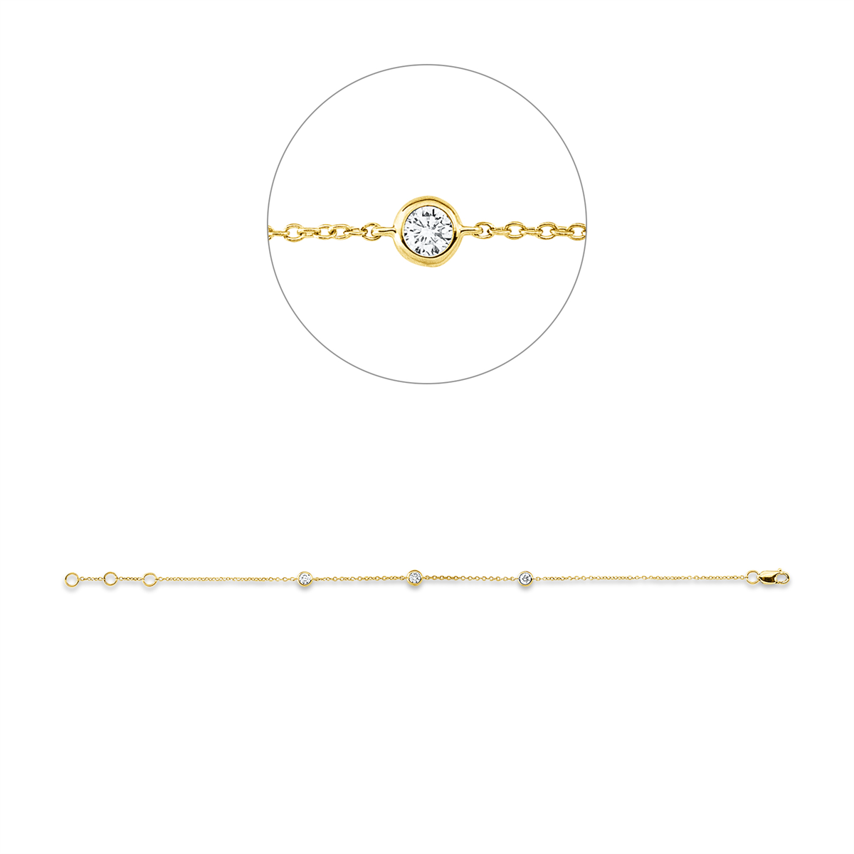 5G266G Armband Gelbgold 18kt 0,25 Diamantschmuck mit 3 Diamanten - 5G266 – Bild 1