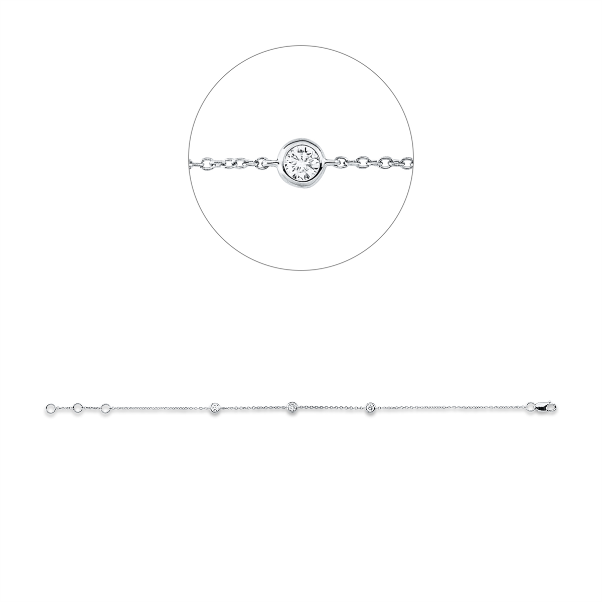 5G266W Armband Weißgold 18kt 0,26 Diamantschmuck mit 3 Diamanten - 5G266 – Bild 1