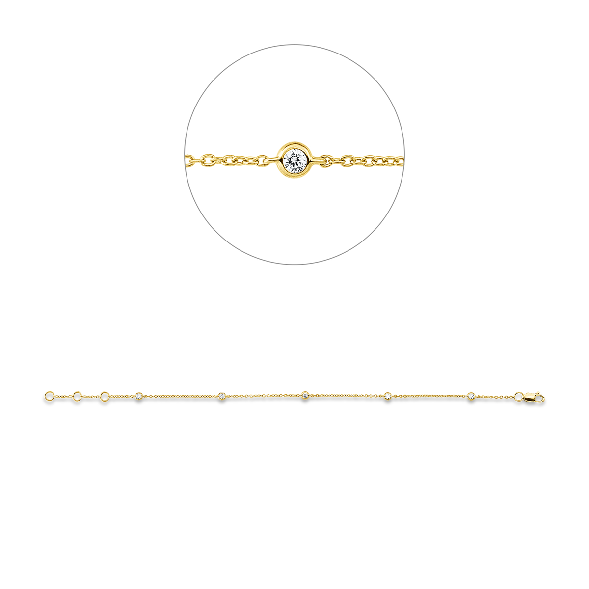 5G269G Armband Gelbgold 18kt 0,15 Diamantschmuck mit 5 Diamanten - 5G269 – Bild 1