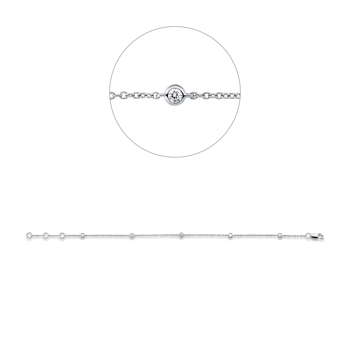 5G269W Armband Weißgold 18kt 0,15 Diamantschmuck mit 5 Diamanten - 5G269 – Bild 1