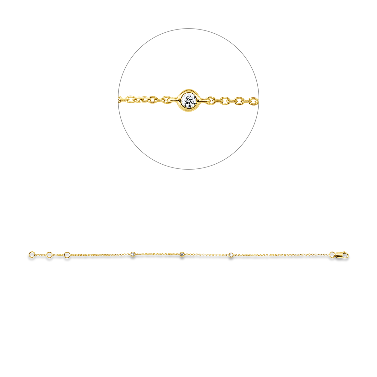 5G270G Armband Gelbgold 18kt 0,09 Diamantschmuck mit 3 Diamanten - 5G270 – Bild 1