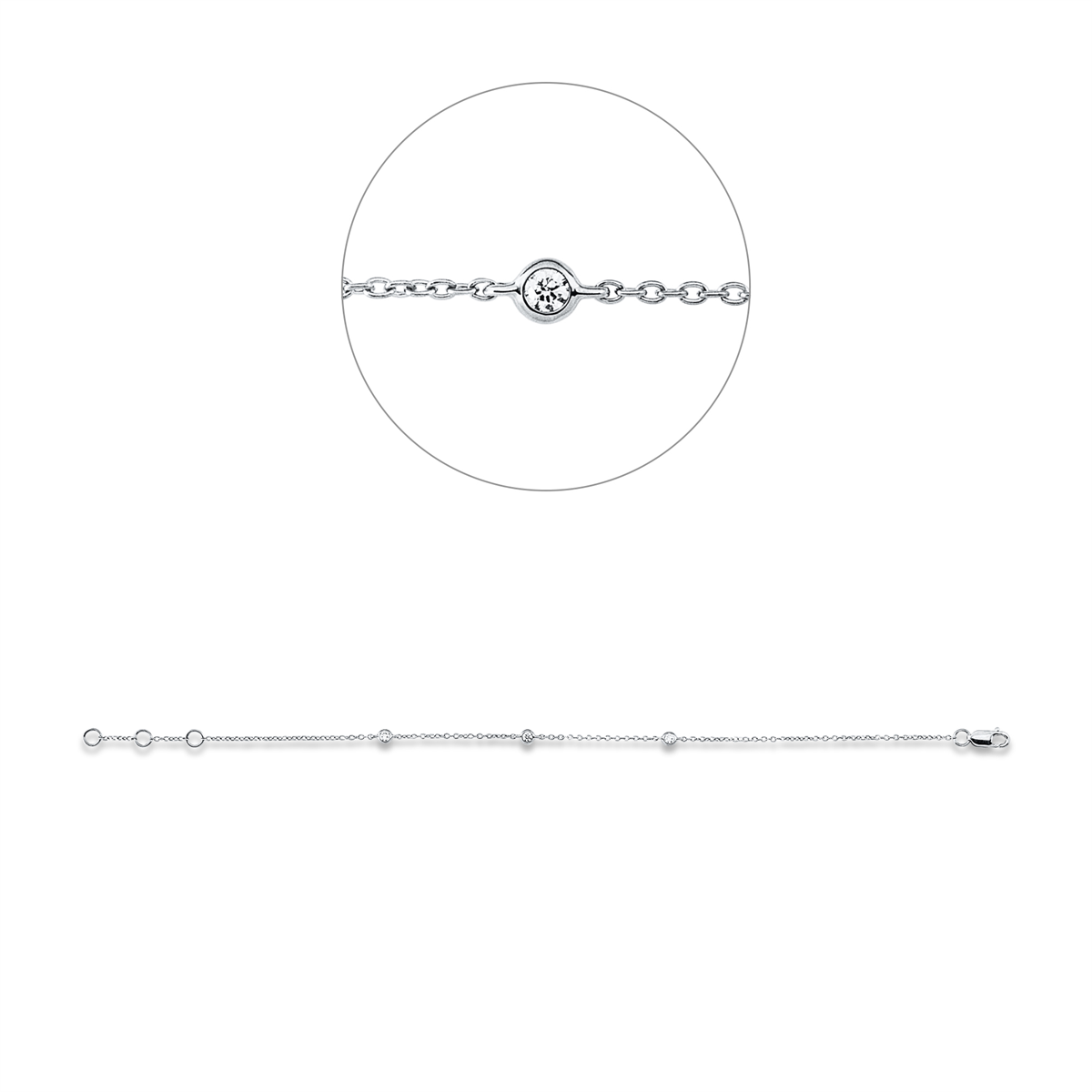 5G270W Armband Weißgold 18kt 0,09 Diamantschmuck mit 3 Diamanten - 5G270 – Bild 1