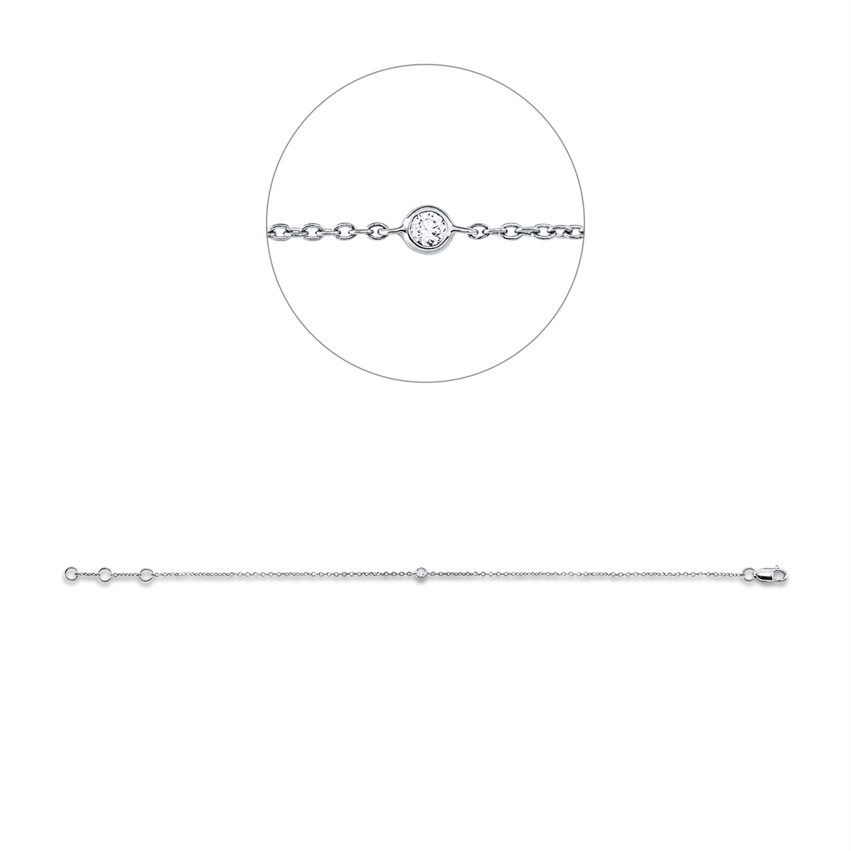 5G271W Armband Zarge Weißgold 18kt 0,03 Diamantschmuck mit 1 Diamanten - 5G271 – Bild 1