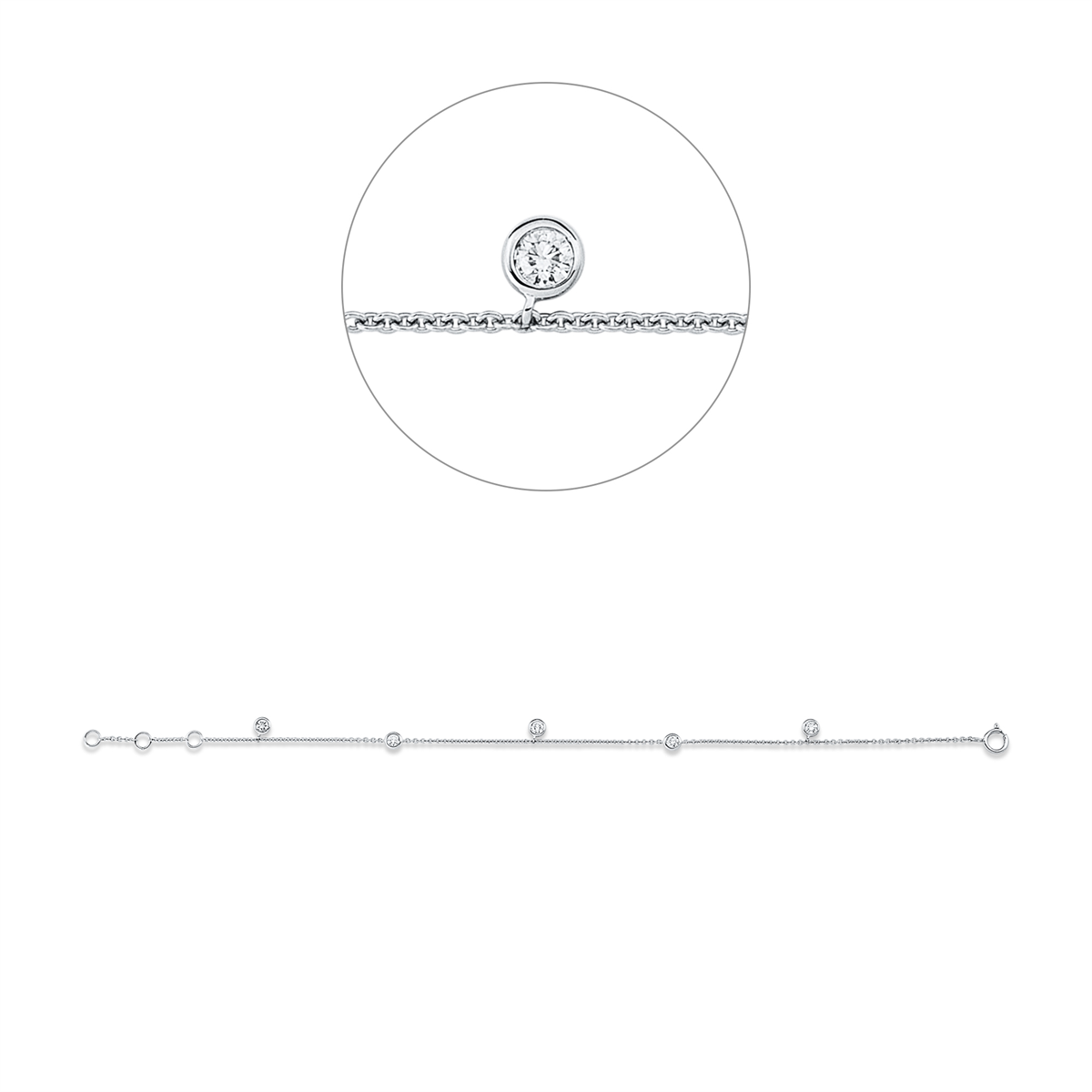 5G300W Armband Zarge Weißgold 18kt 0,27 Diamantschmuck mit 5 Diamanten - 5G300 – Bild 1